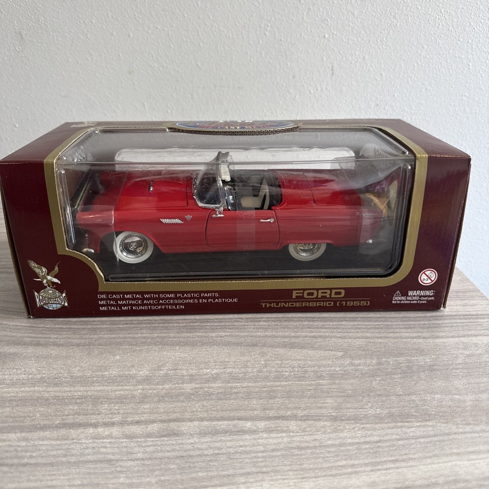 Road Legends 1955 Red Ford Thunderbird Diecast Metal Car 1:18 Scale Model